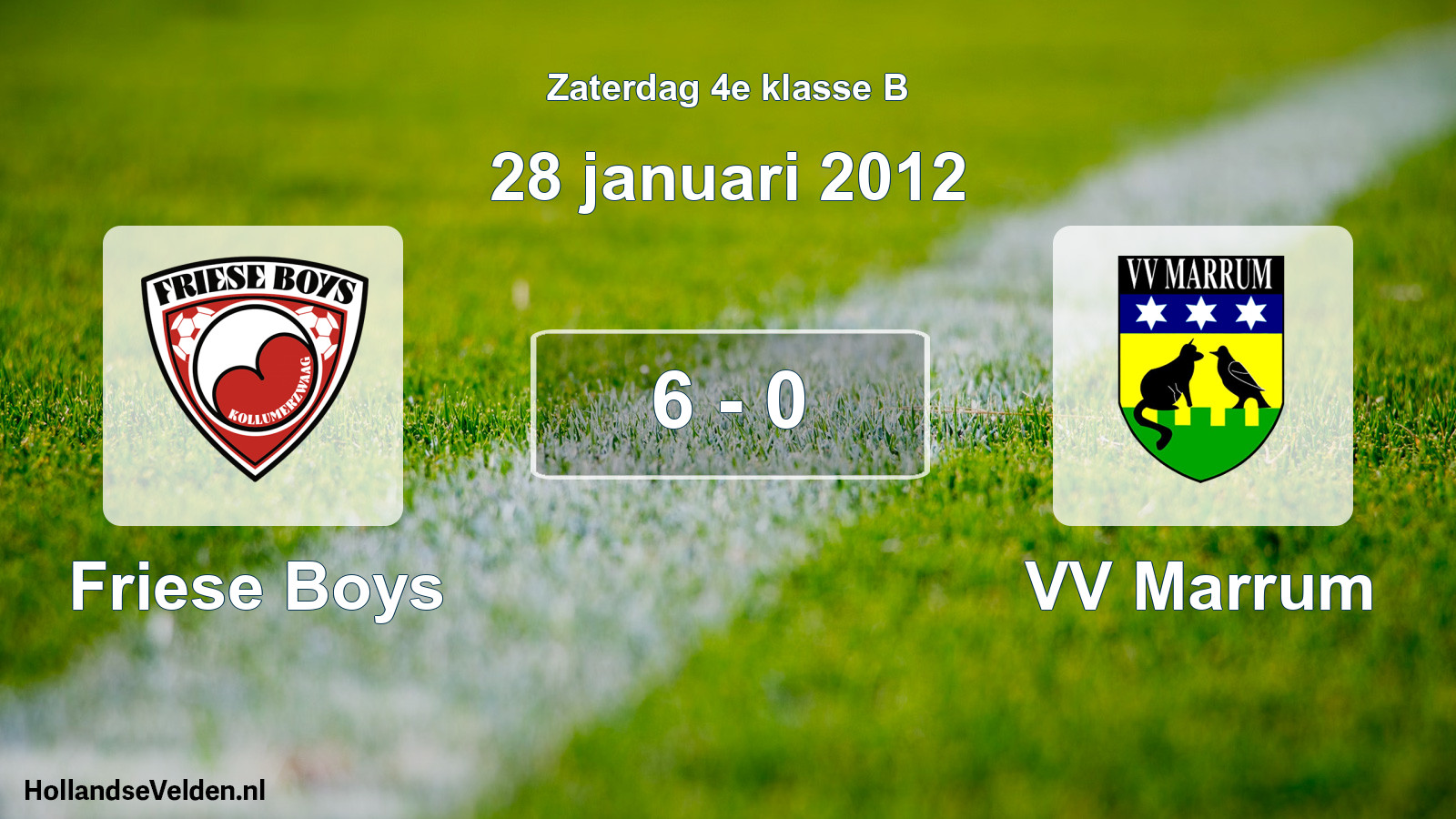 Total number of matches played: Friese Boys - VV Marrum 6 - 0 (28 January 2012)