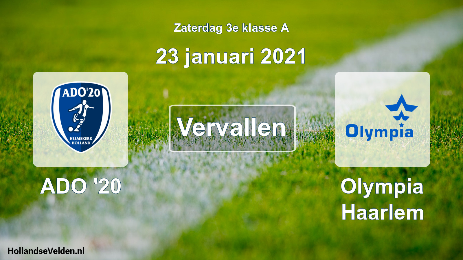 Scheduled Match: ADO '20 - Olympia Haarlem (23 January 2021)