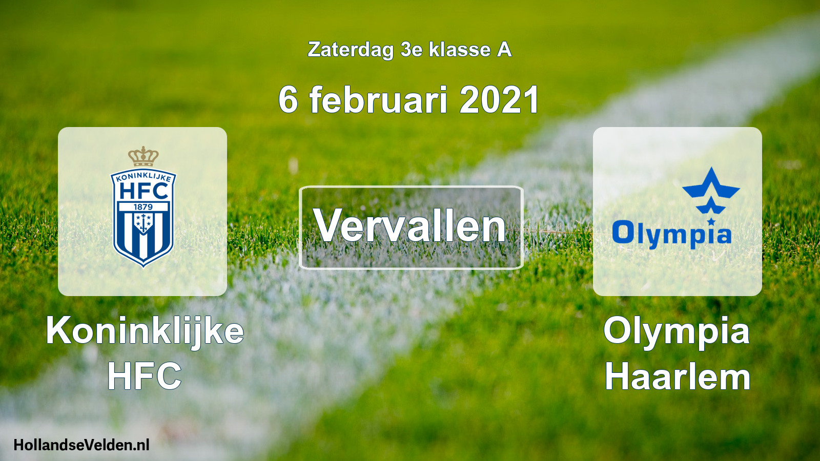 Scheduled Match: Koninklijke HFC - Olympia Haarlem (6 February 2021)