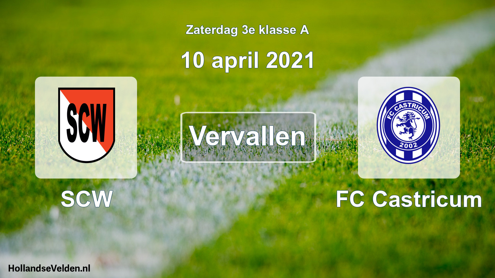 Scheduled Match: SCW - FC Castricum (10 April 2021)