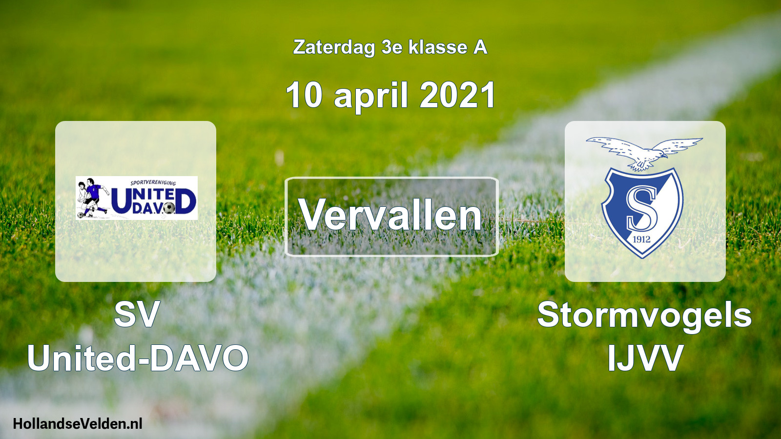 Scheduled Match: SV United-DAVO - Stormvogels IJVV (10 April 2021)