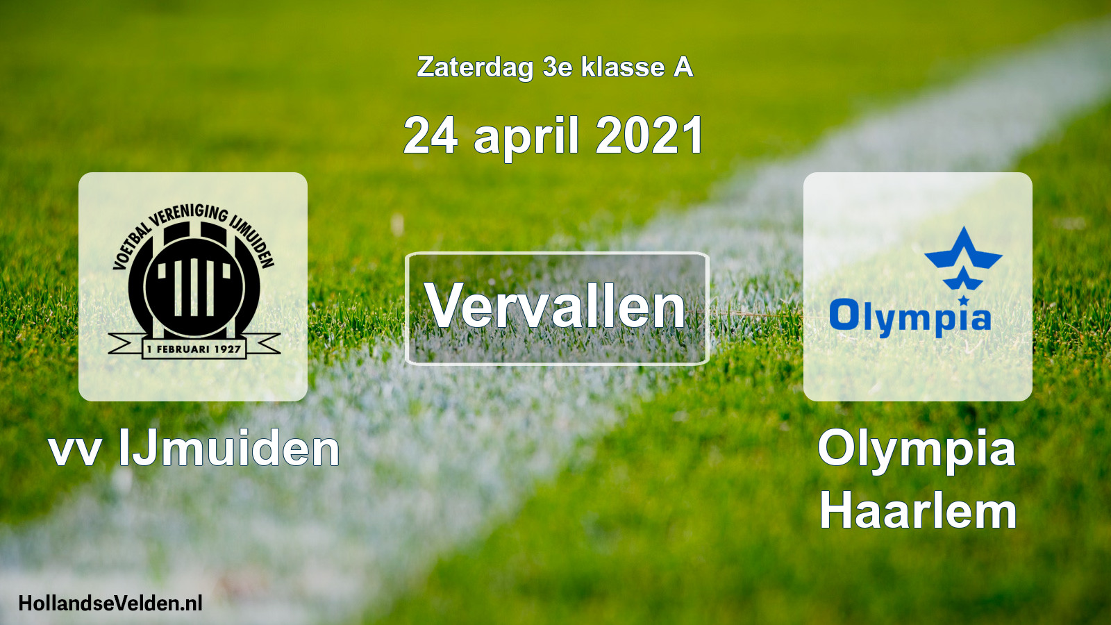 Scheduled Match: vv IJmuiden - Olympia Haarlem (24 April 2021)