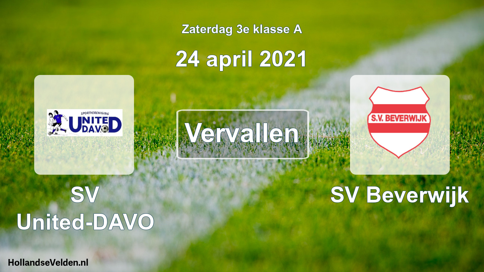 Scheduled Match: SV United-DAVO - SV Beverwijk (24 April 2021)