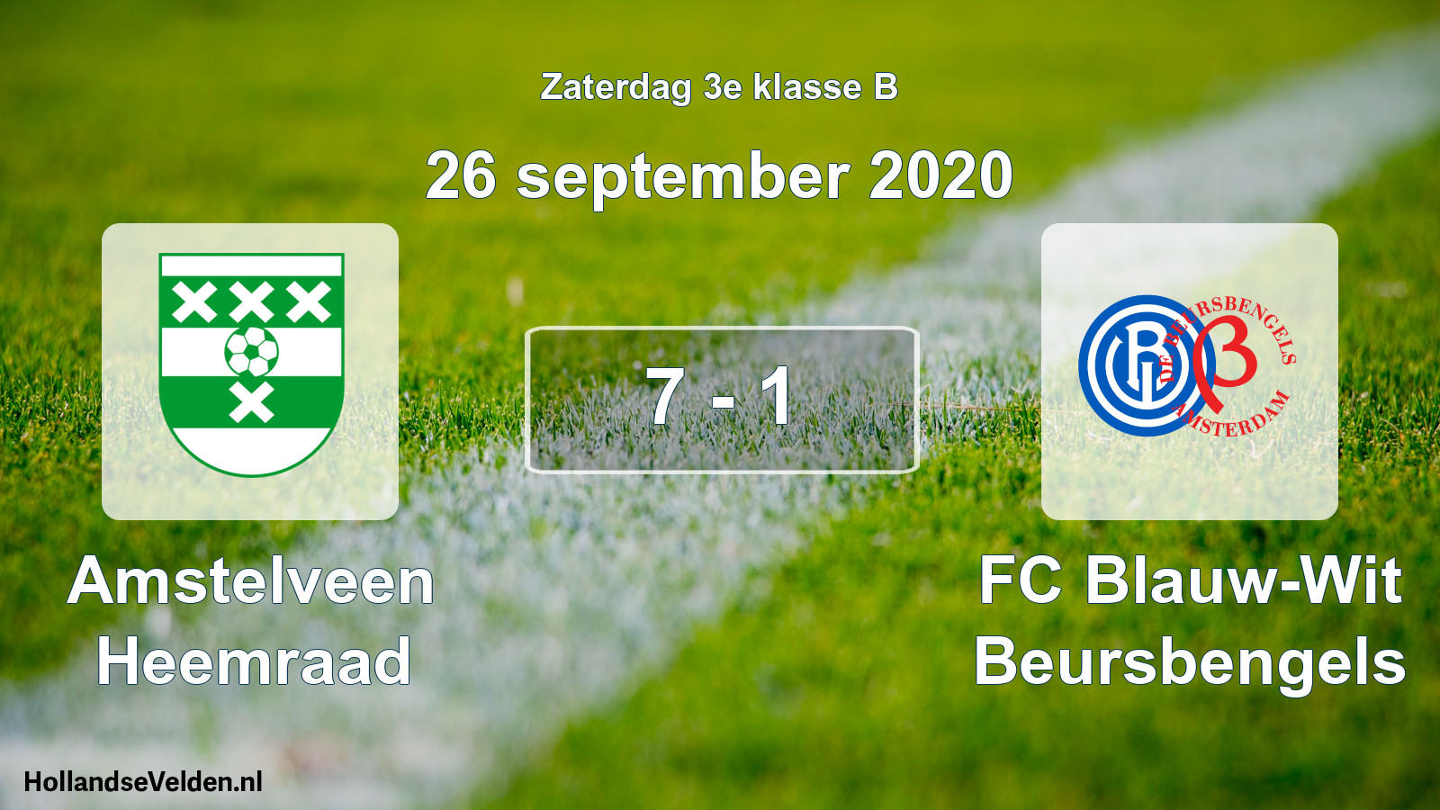 Total number of matches played: Amstelveen Heemraad - FC Blauw-Wit Beursbengels 7 - 1 (26 September 2020)