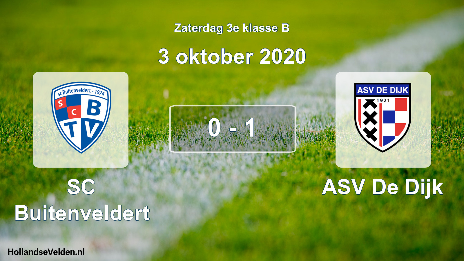 Total number of matches played: SC Buitenveldert - ASV De Dijk 0 - 1 (3 October 2020)