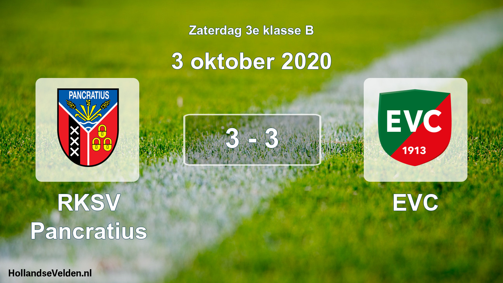 Total number of matches played: RKSV Pancratius - EVC 3 - 3 (3 October 2020)