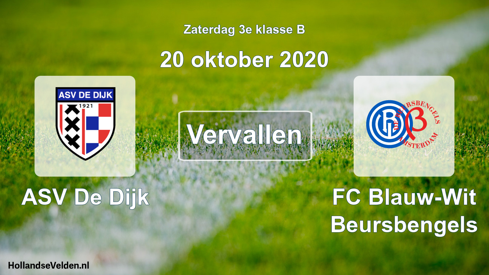 Scheduled Match: ASV De Dijk - FC Blauw-Wit Beursbengels (20 October 2020)