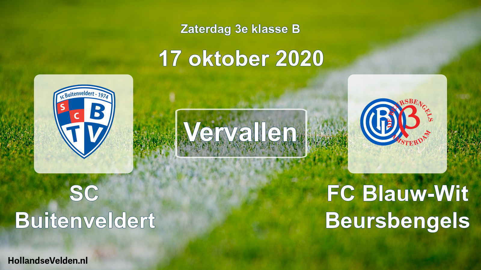 Scheduled Match: SC Buitenveldert - FC Blauw-Wit Beursbengels (17 October 2020)