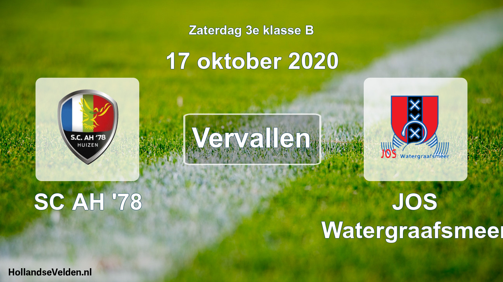 Scheduled Match: SC AH '78 - JOS Watergraafsmeer (17 October 2020)