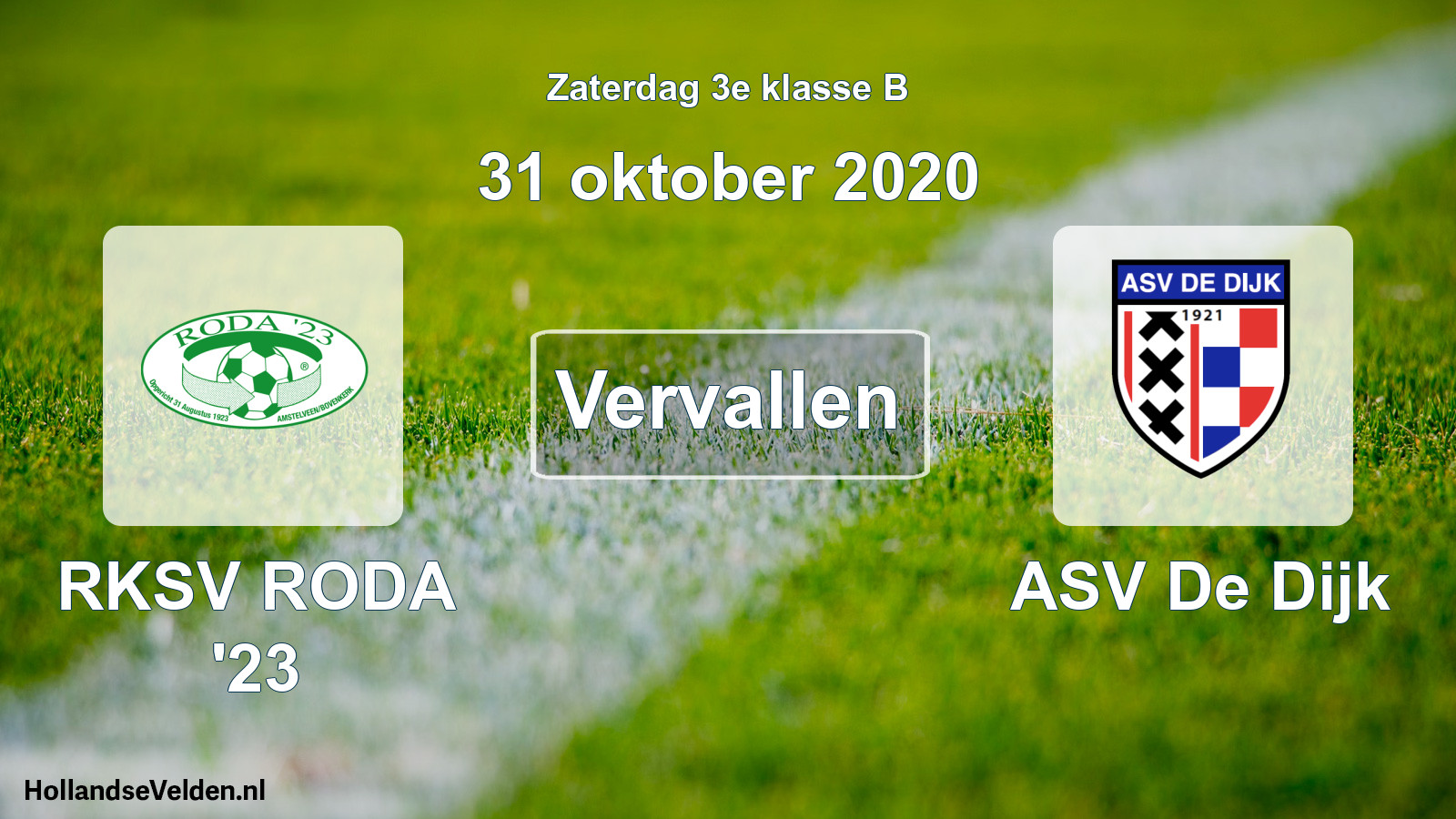 Scheduled Match: RKSV RODA '23 - ASV De Dijk (31 October 2020)