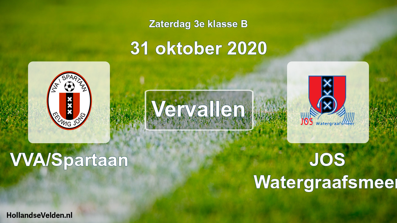 Scheduled Match: VVA/Spartaan - JOS Watergraafsmeer (31 October 2020)