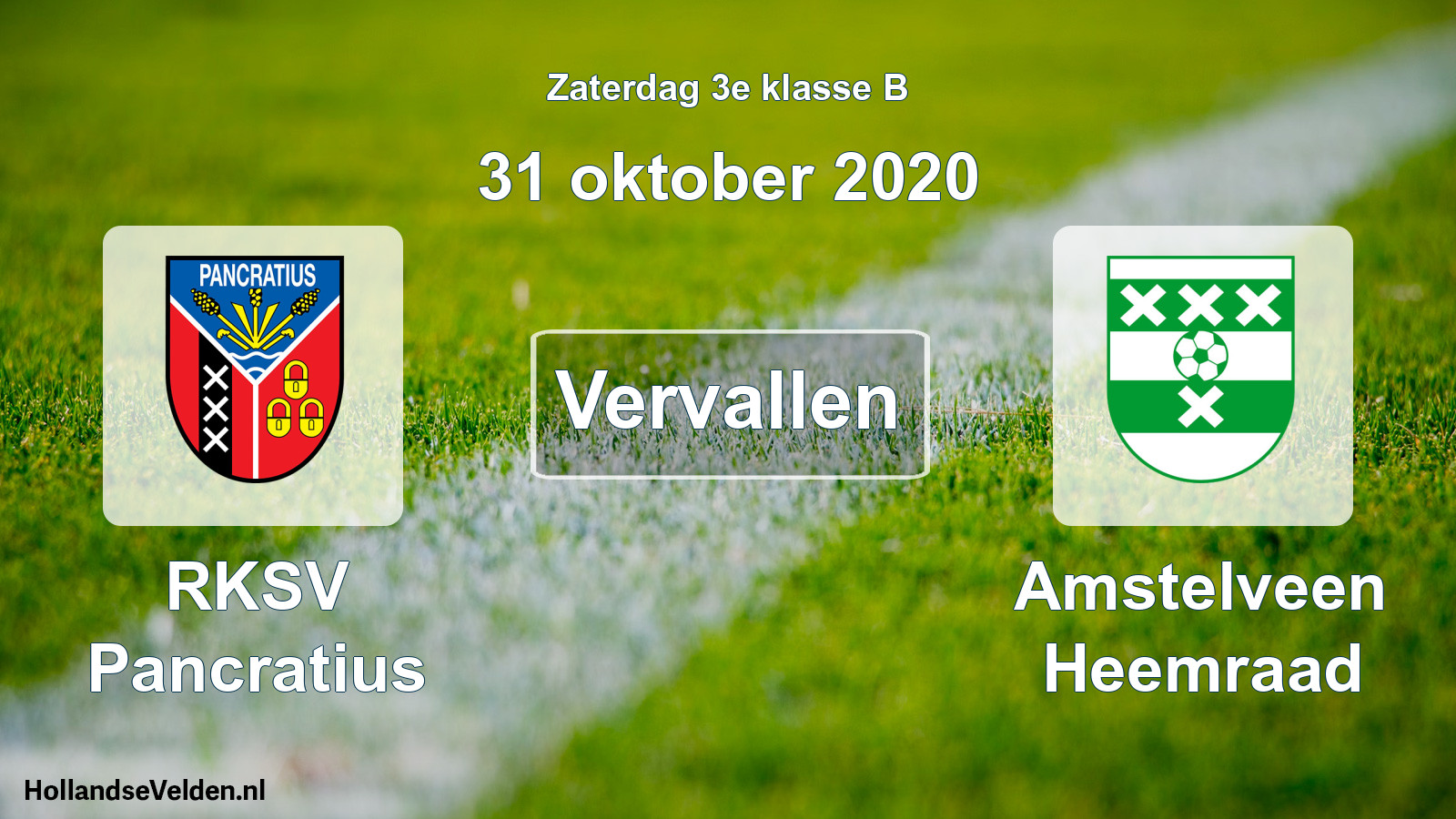 Scheduled Match: RKSV Pancratius - Amstelveen Heemraad (31 October 2020)