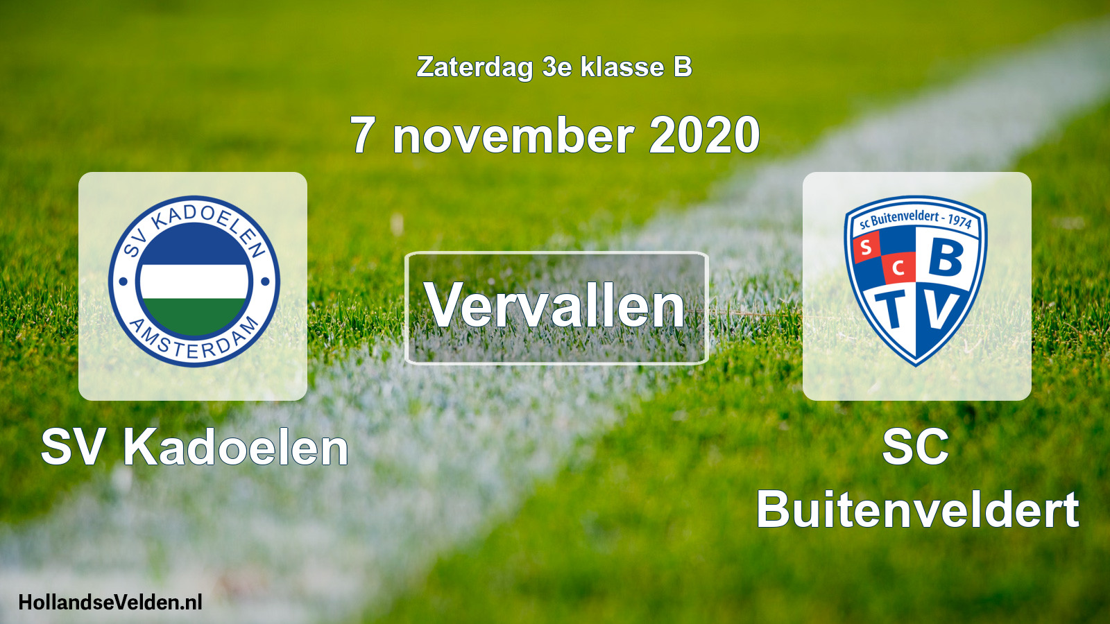 Scheduled Match: SV Kadoelen - SC Buitenveldert (7 November 2020)