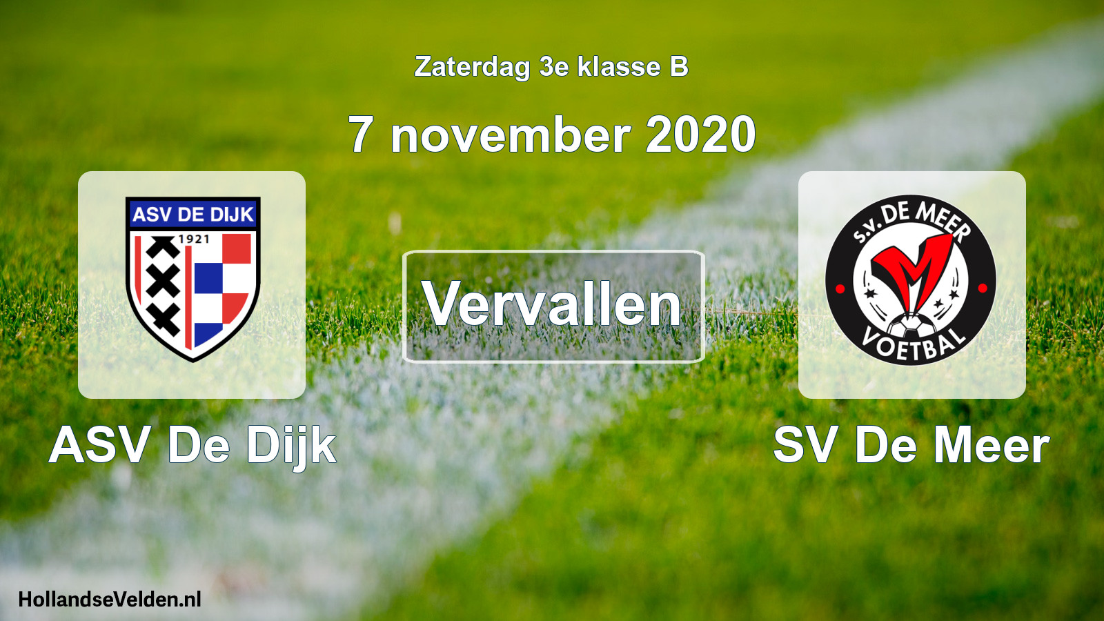 Scheduled Match: ASV De Dijk - SV De Meer (7 November 2020)