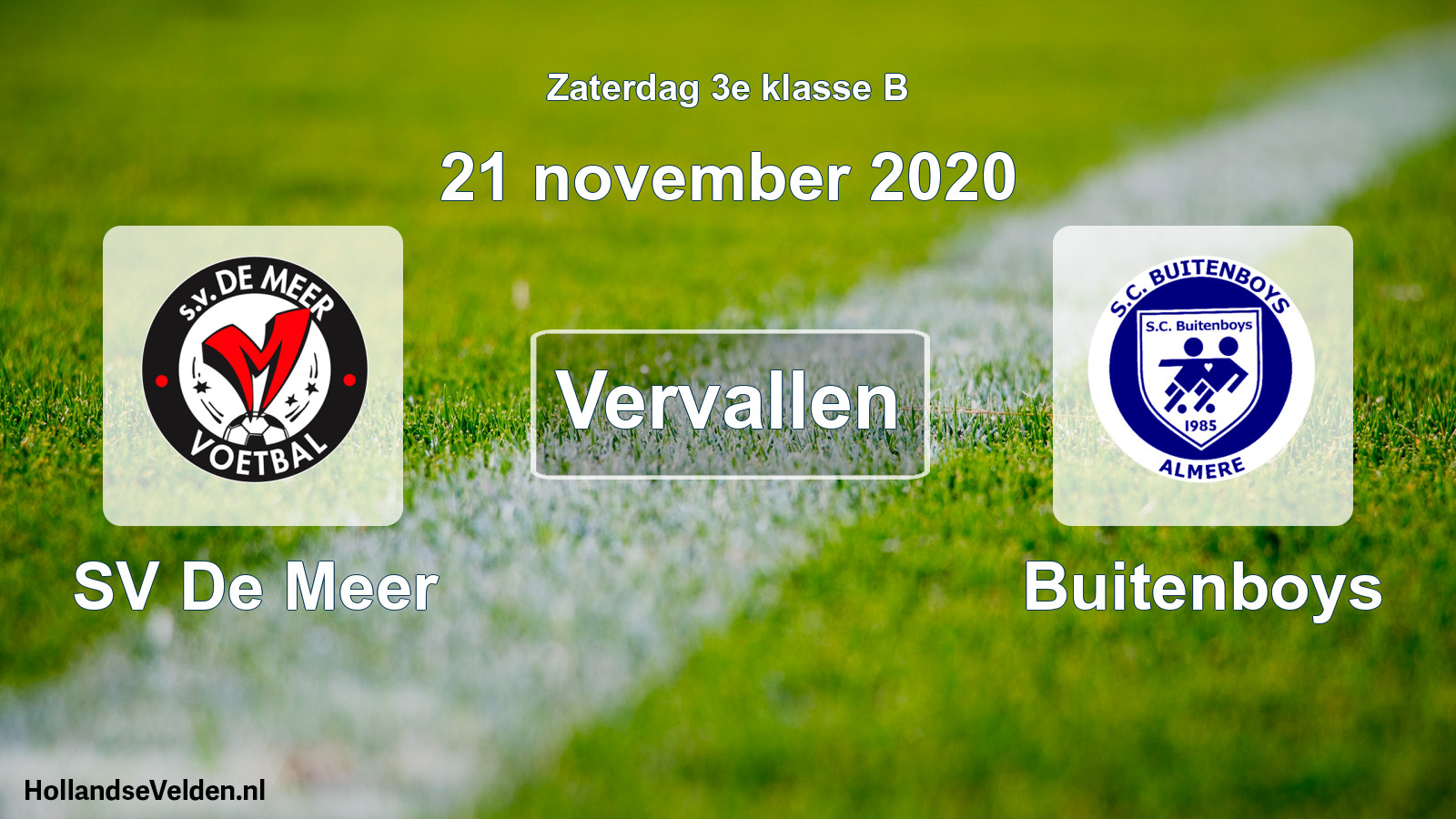 Scheduled Match: SV De Meer - Buitenboys (21 November 2020)