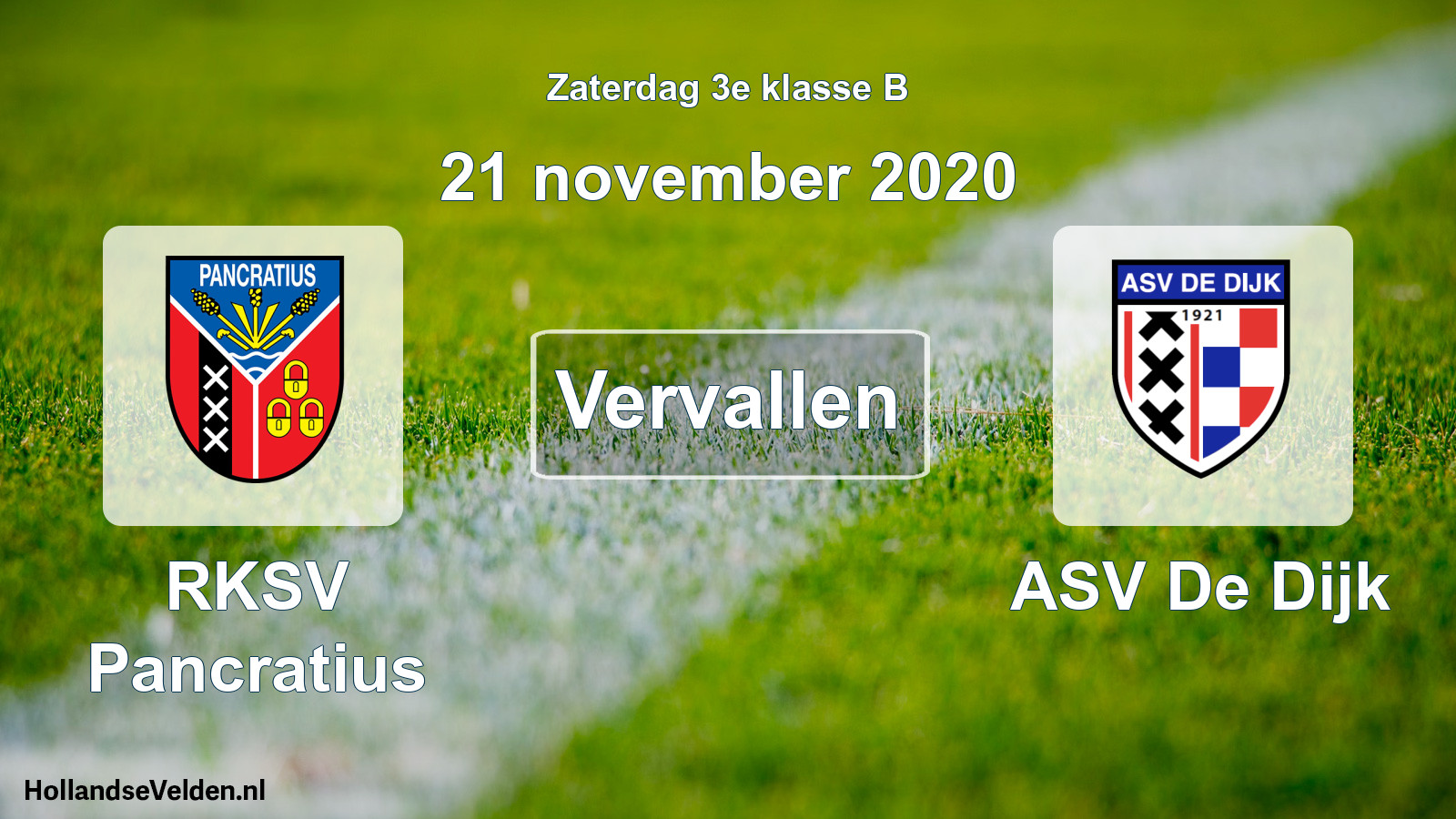 Scheduled Match: RKSV Pancratius - ASV De Dijk (21 November 2020)
