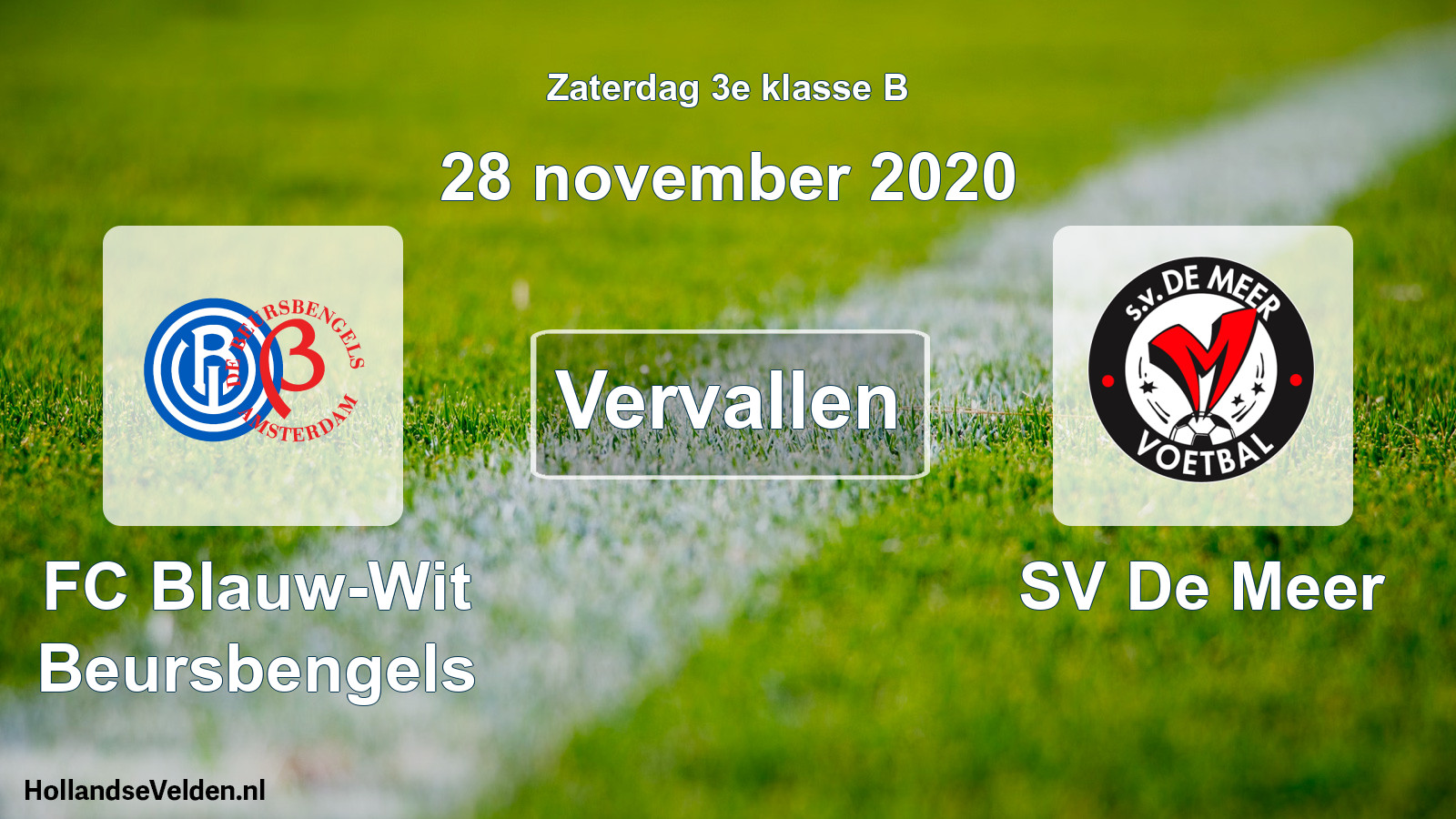 Scheduled Match: FC Blauw-Wit Beursbengels - SV De Meer (28 November 2020)