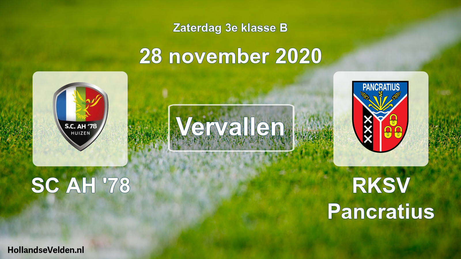 Scheduled Match: SC AH '78 - RKSV Pancratius (28 November 2020)