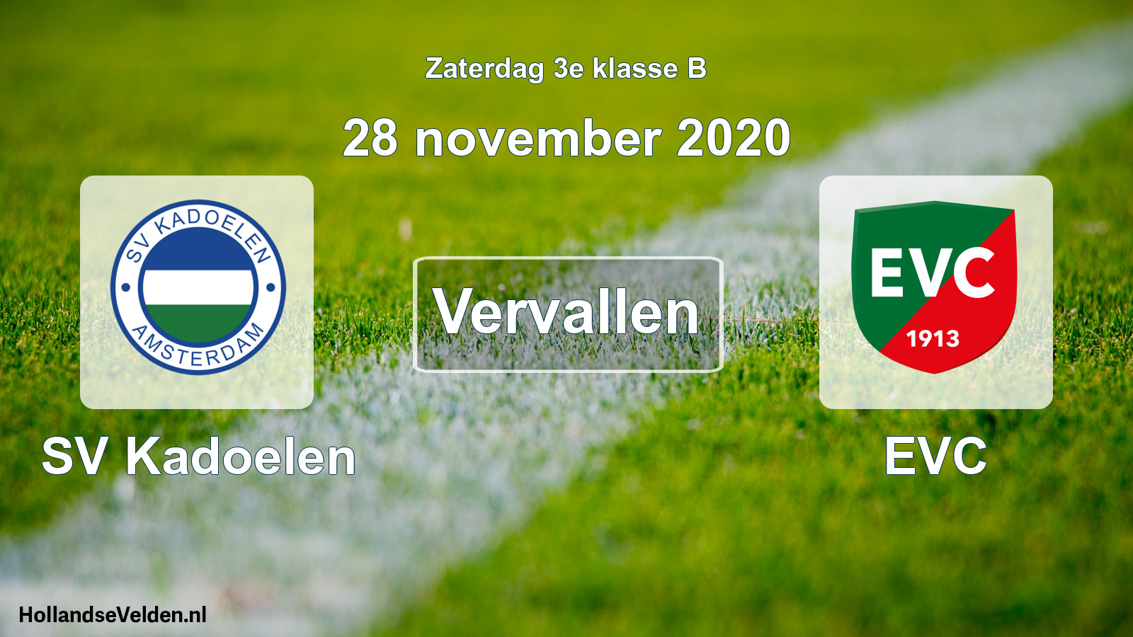 Scheduled Match: SV Kadoelen - EVC (28 November 2020)