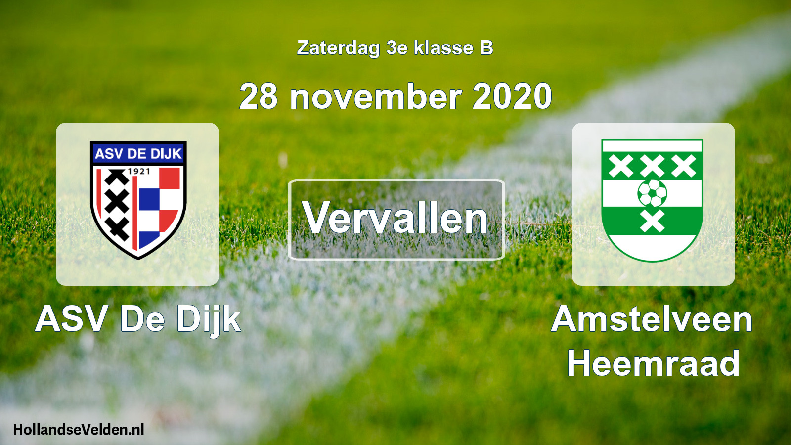 Scheduled Match: ASV De Dijk - Amstelveen Heemraad (28 November 2020)