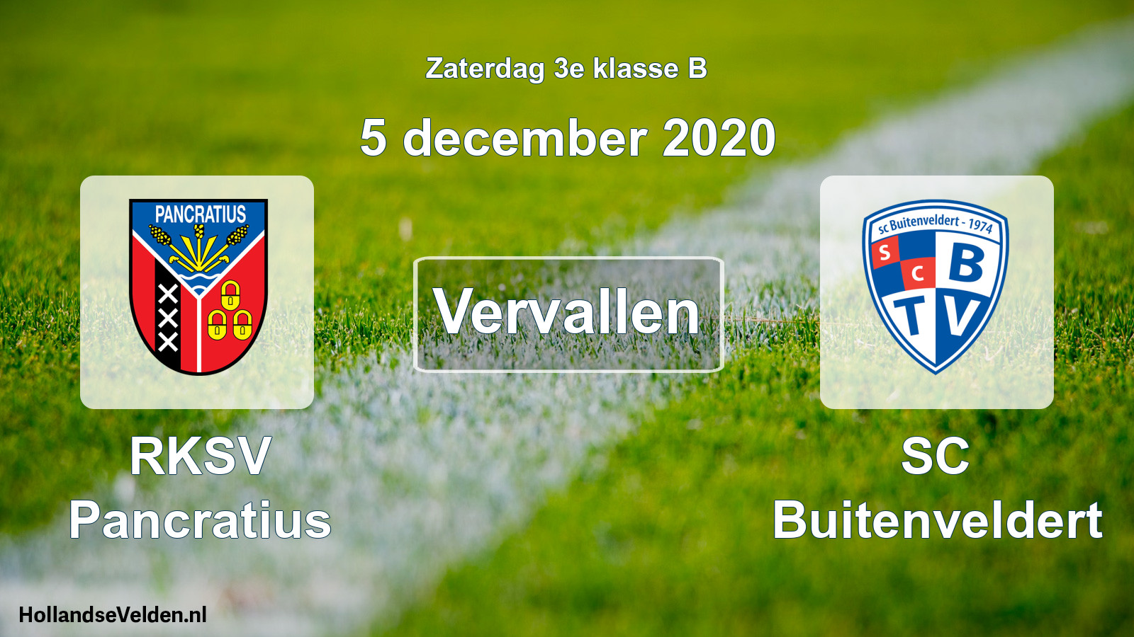 Scheduled Match: RKSV Pancratius - SC Buitenveldert (5 December 2020)