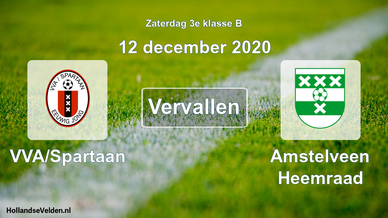 Scheduled Match: VVA/Spartaan - Amstelveen Heemraad (12 December 2020)