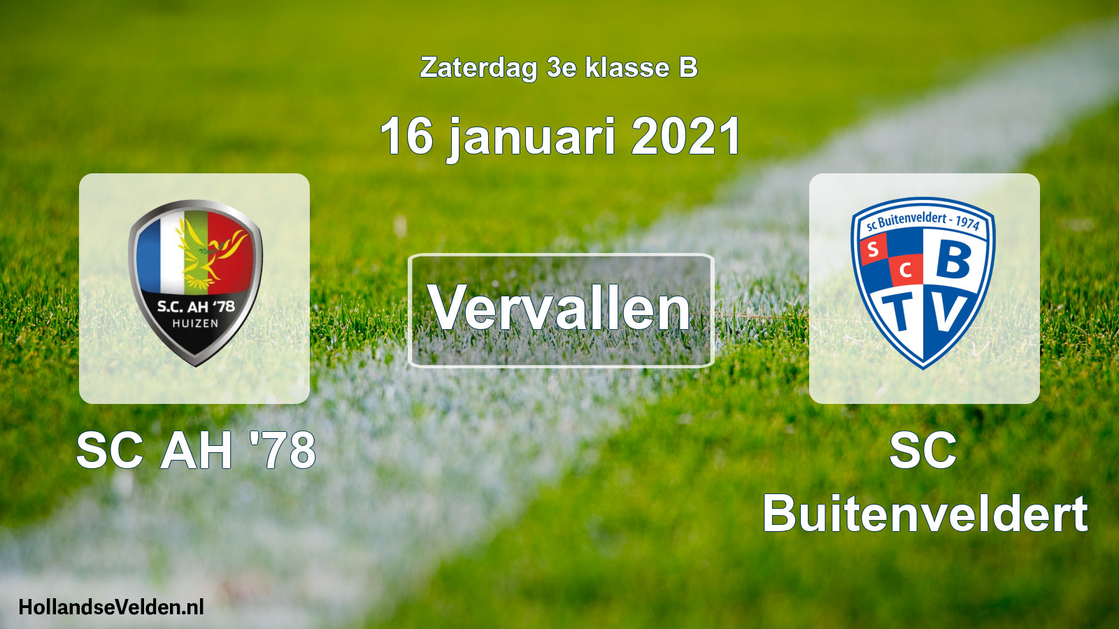 Scheduled Match: SC AH '78 - SC Buitenveldert (16 January 2021)