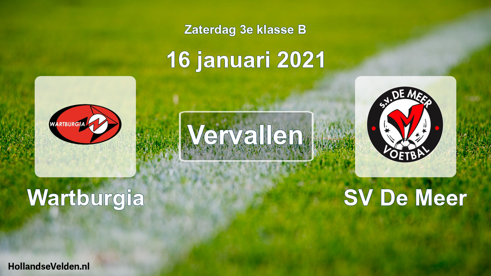 Scheduled Match: Wartburgia - SV De Meer (16 January 2021)