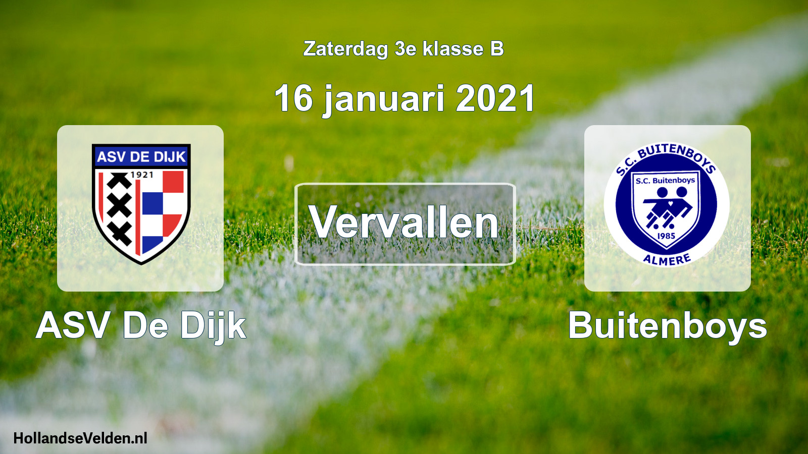 Scheduled Match: ASV De Dijk - Buitenboys (16 January 2021)