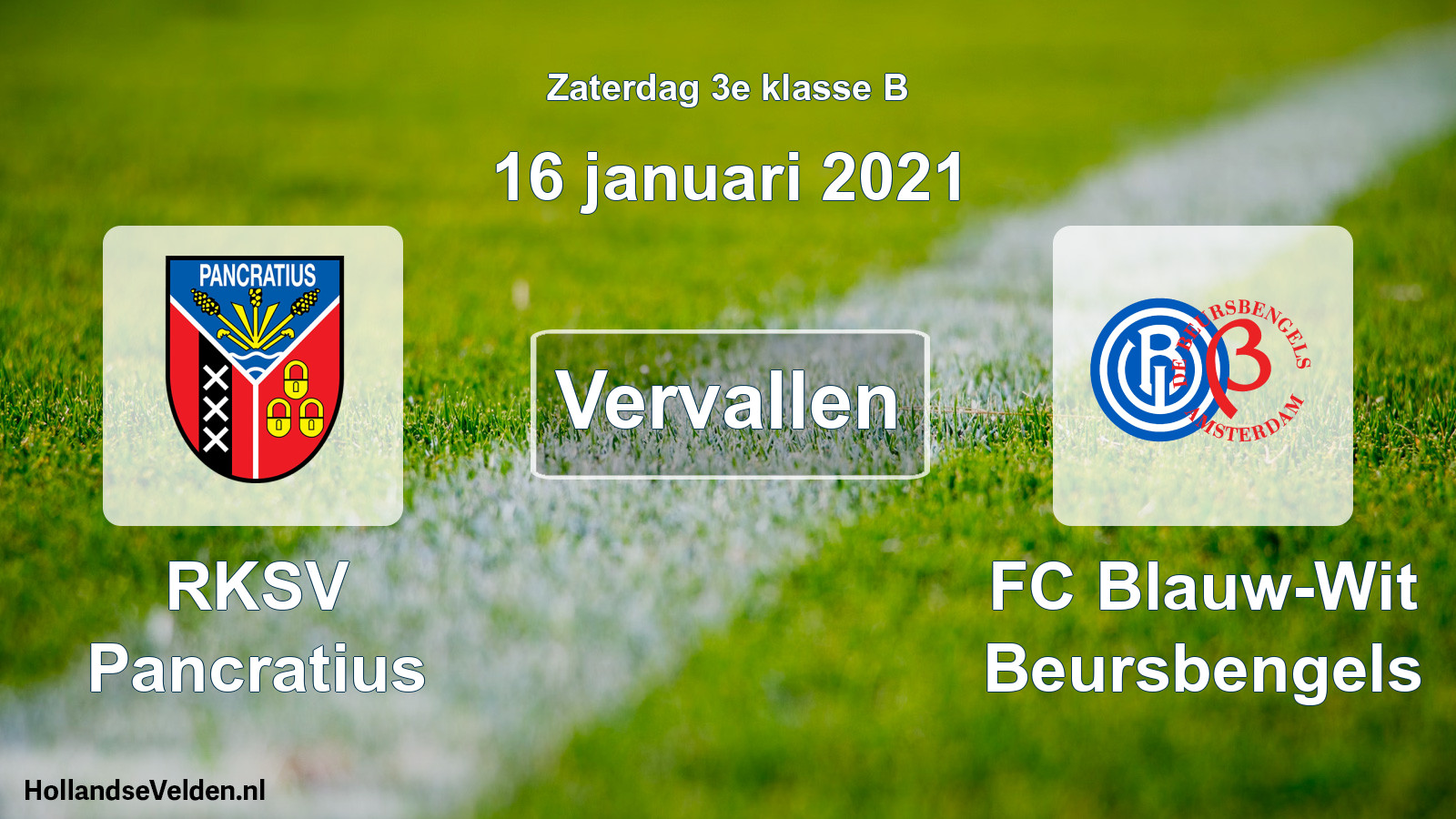 Scheduled Match: RKSV Pancratius - FC Blauw-Wit Beursbengels (16 January 2021)