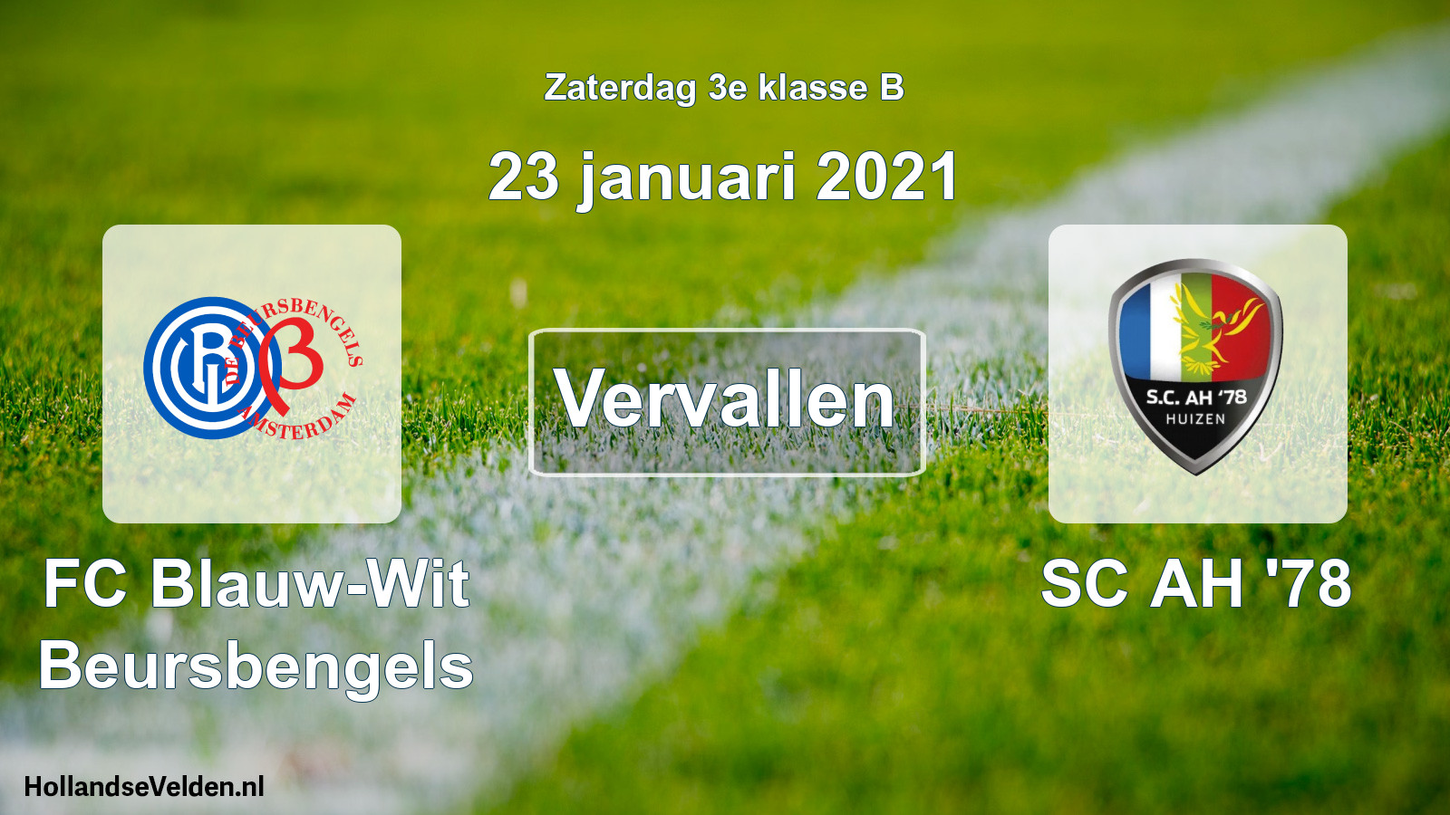 Scheduled Match: FC Blauw-Wit Beursbengels - SC AH '78 (23 January 2021)