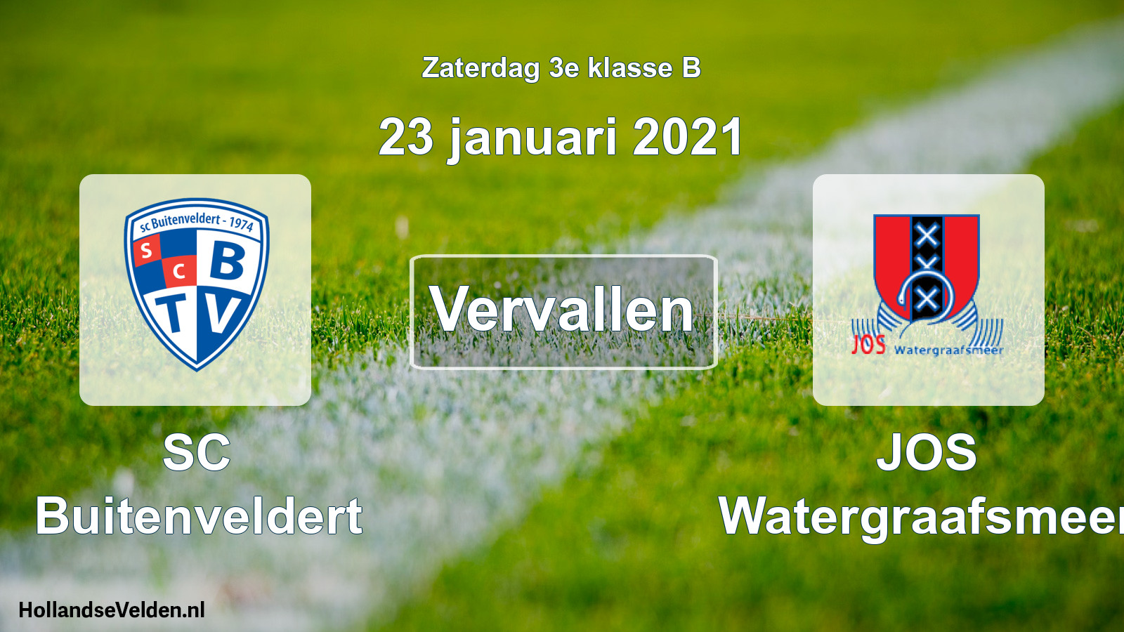 Scheduled Match: SC Buitenveldert - JOS Watergraafsmeer (23 January 2021)