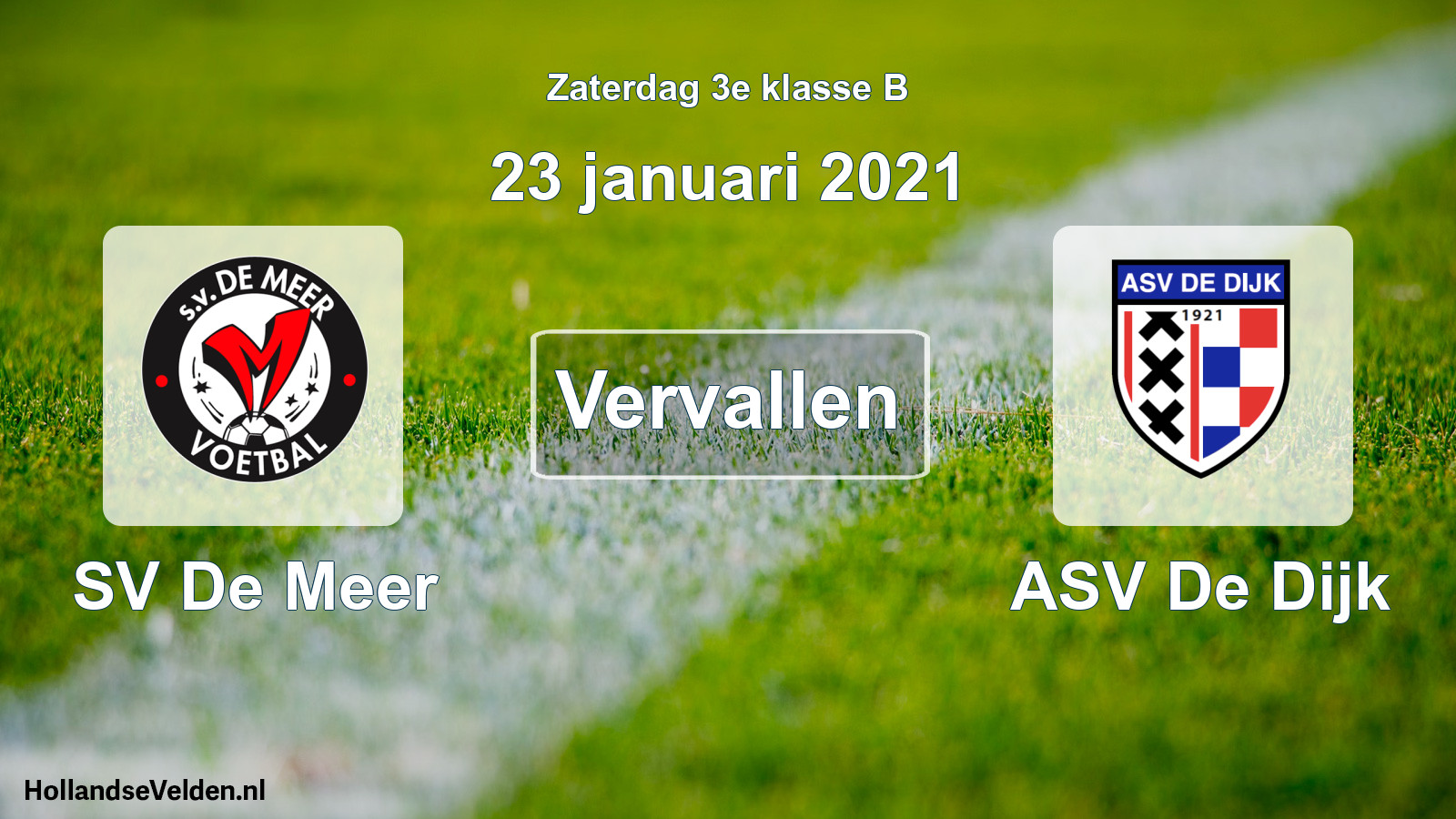 Scheduled Match: SV De Meer - ASV De Dijk (23 January 2021)