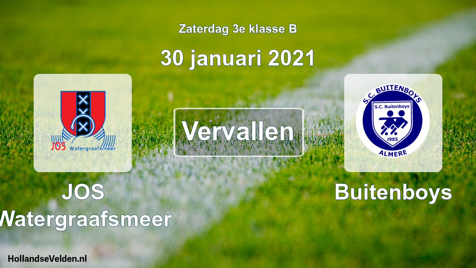 Scheduled Match: JOS Watergraafsmeer - Buitenboys (30 January 2021)