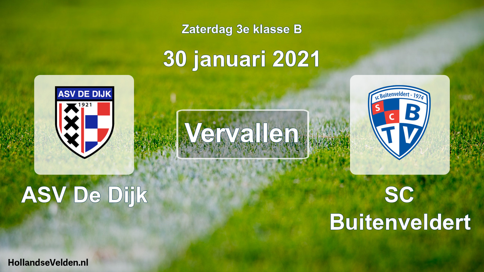 Scheduled Match: ASV De Dijk - SC Buitenveldert (30 January 2021)