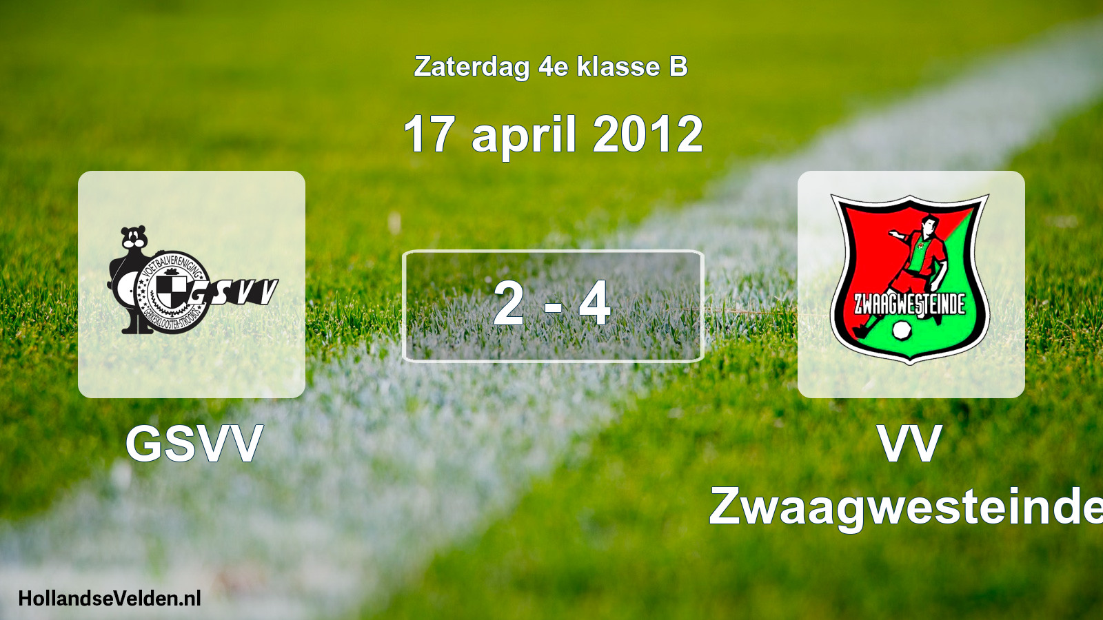 Total number of matches played: GSVV - VV Zwaagwesteinde 2 - 4 (17 April 2012)