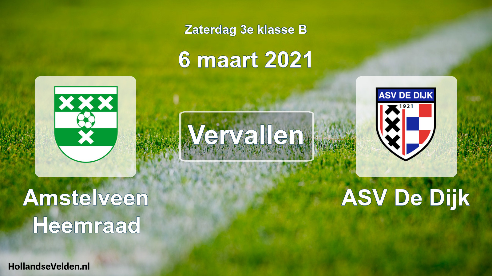 Scheduled Match: Amstelveen Heemraad - ASV De Dijk (6 March 2021)
