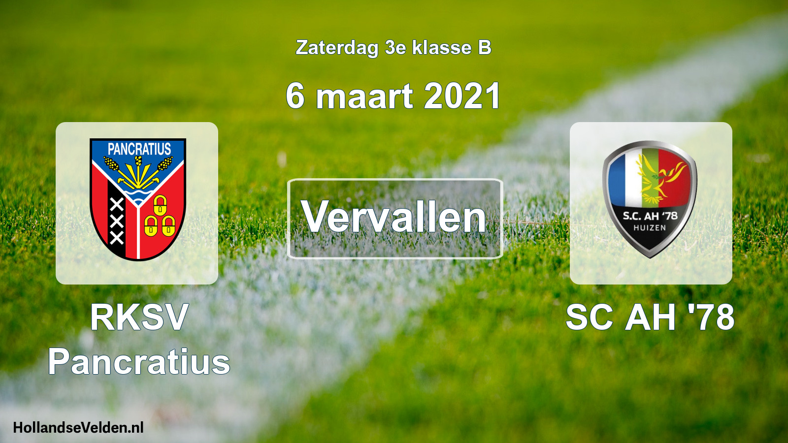 Scheduled Match: RKSV Pancratius - SC AH '78 (6 March 2021)