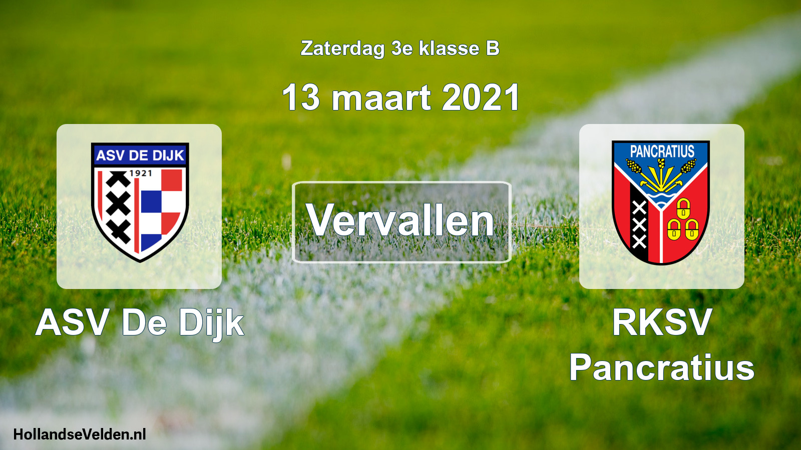 Scheduled Match: ASV De Dijk - RKSV Pancratius (13 March 2021)
