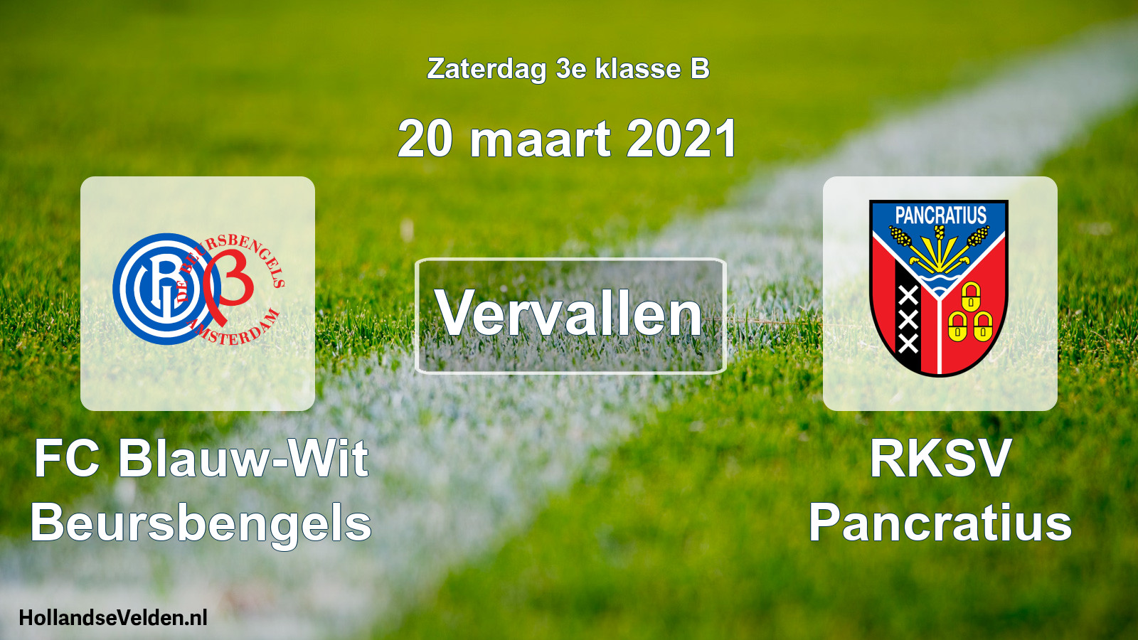 Scheduled Match: FC Blauw-Wit Beursbengels - RKSV Pancratius (20 March 2021)