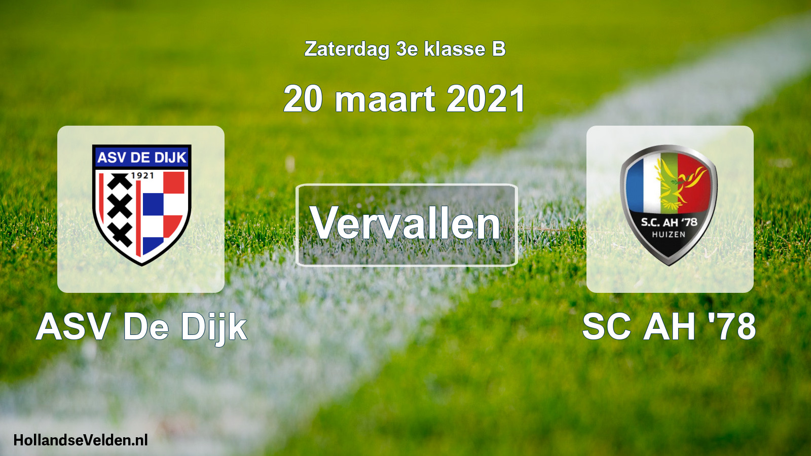 Scheduled Match: ASV De Dijk - SC AH '78 (20 March 2021)