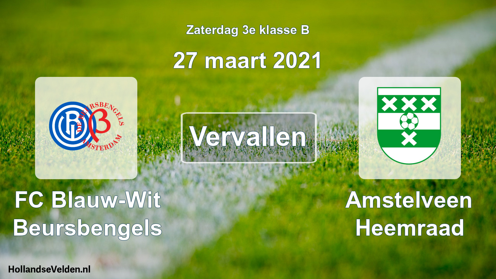 Scheduled Match: FC Blauw-Wit Beursbengels - Amstelveen Heemraad (27 March 2021)