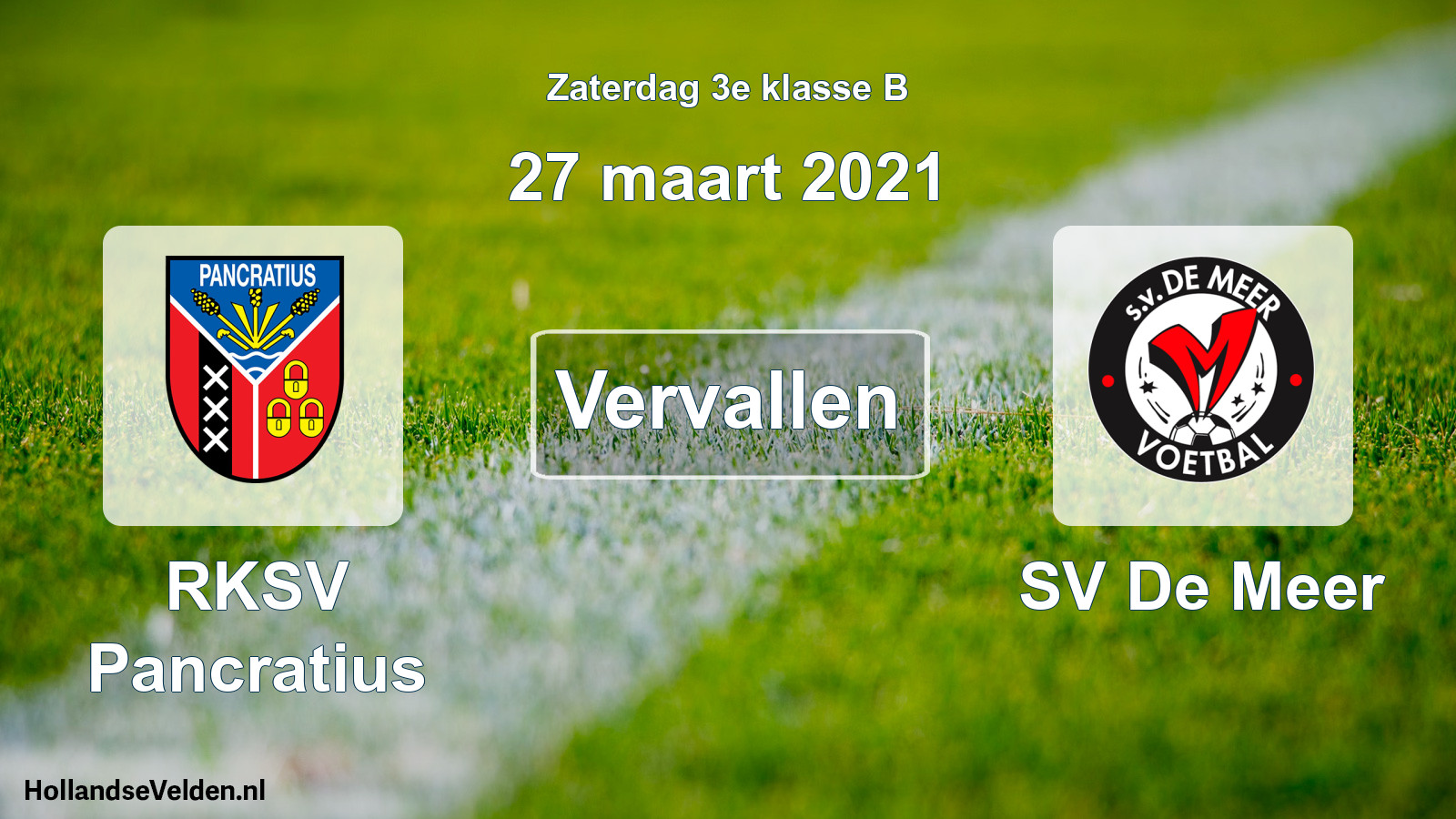 Scheduled Match: RKSV Pancratius - SV De Meer (27 March 2021)
