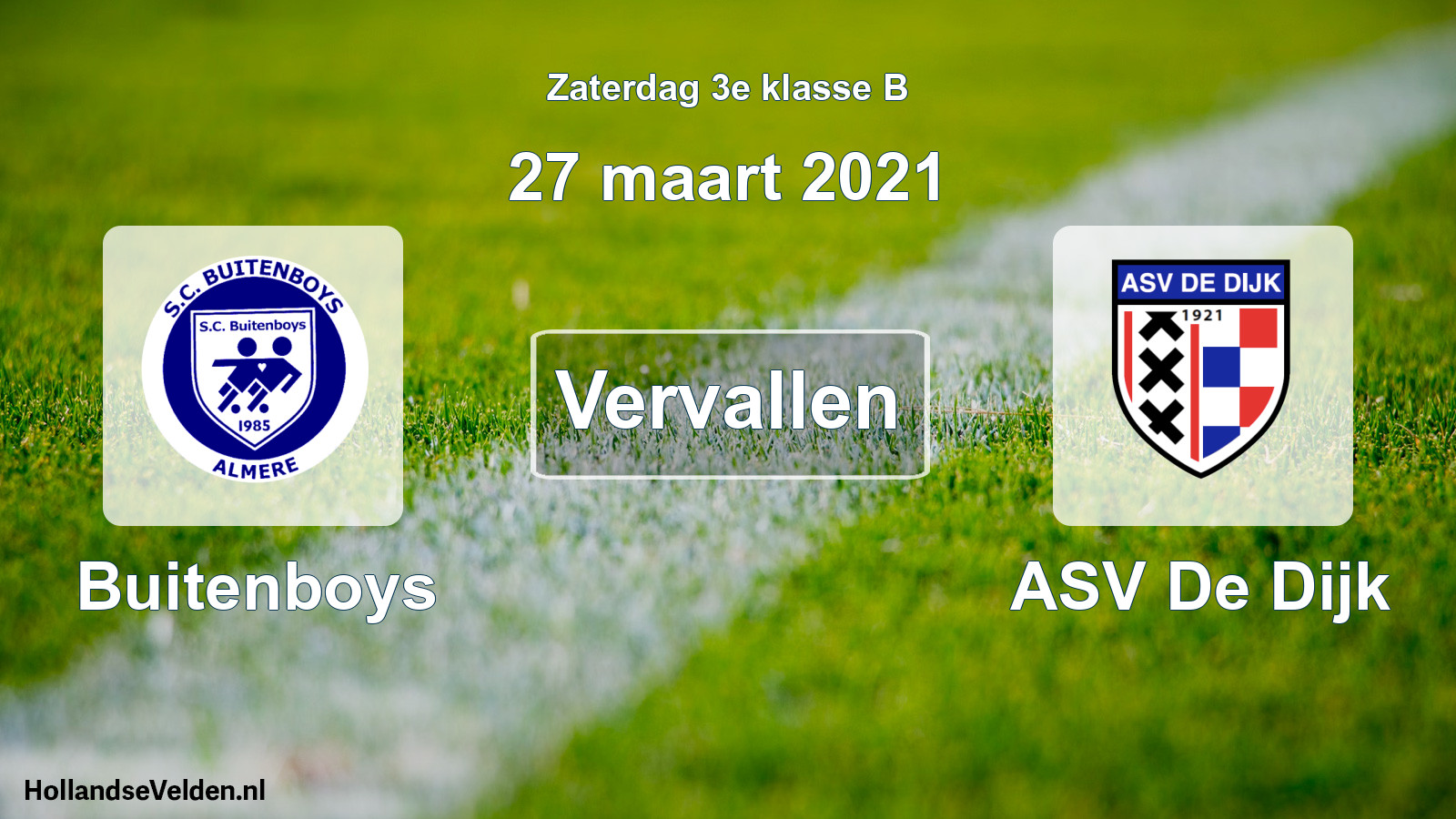 Scheduled Match: Buitenboys - ASV De Dijk (27 March 2021)