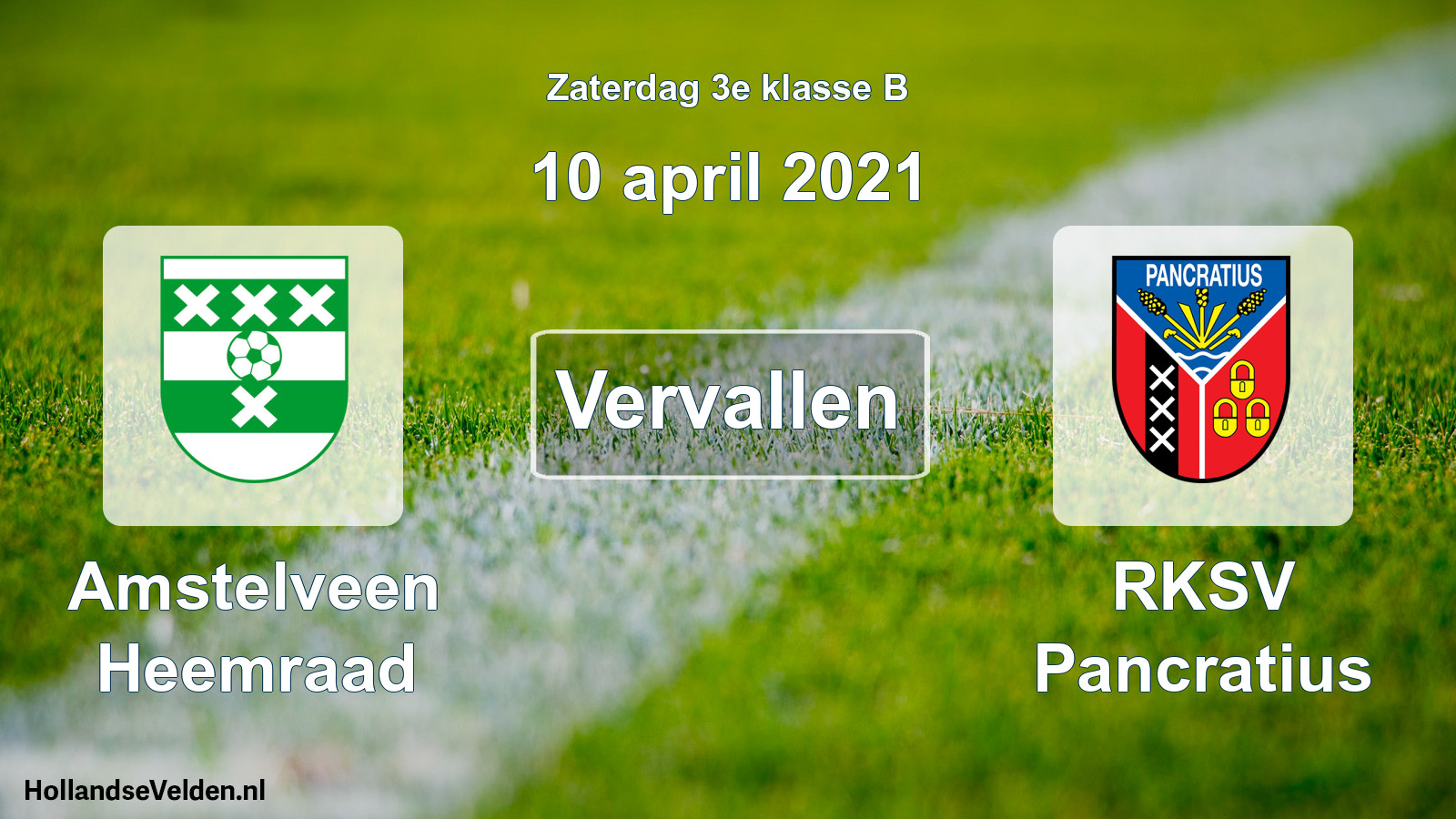 Scheduled Match: Amstelveen Heemraad - RKSV Pancratius (10 April 2021)