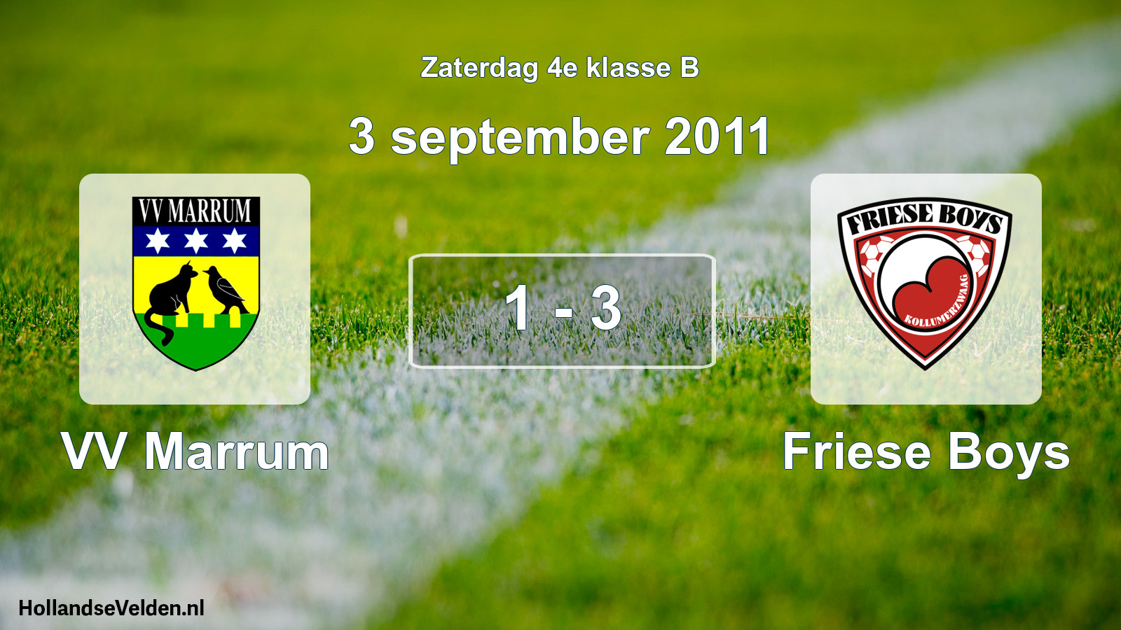 Total number of matches played: VV Marrum - Friese Boys 1 - 3 (3 September 2011)