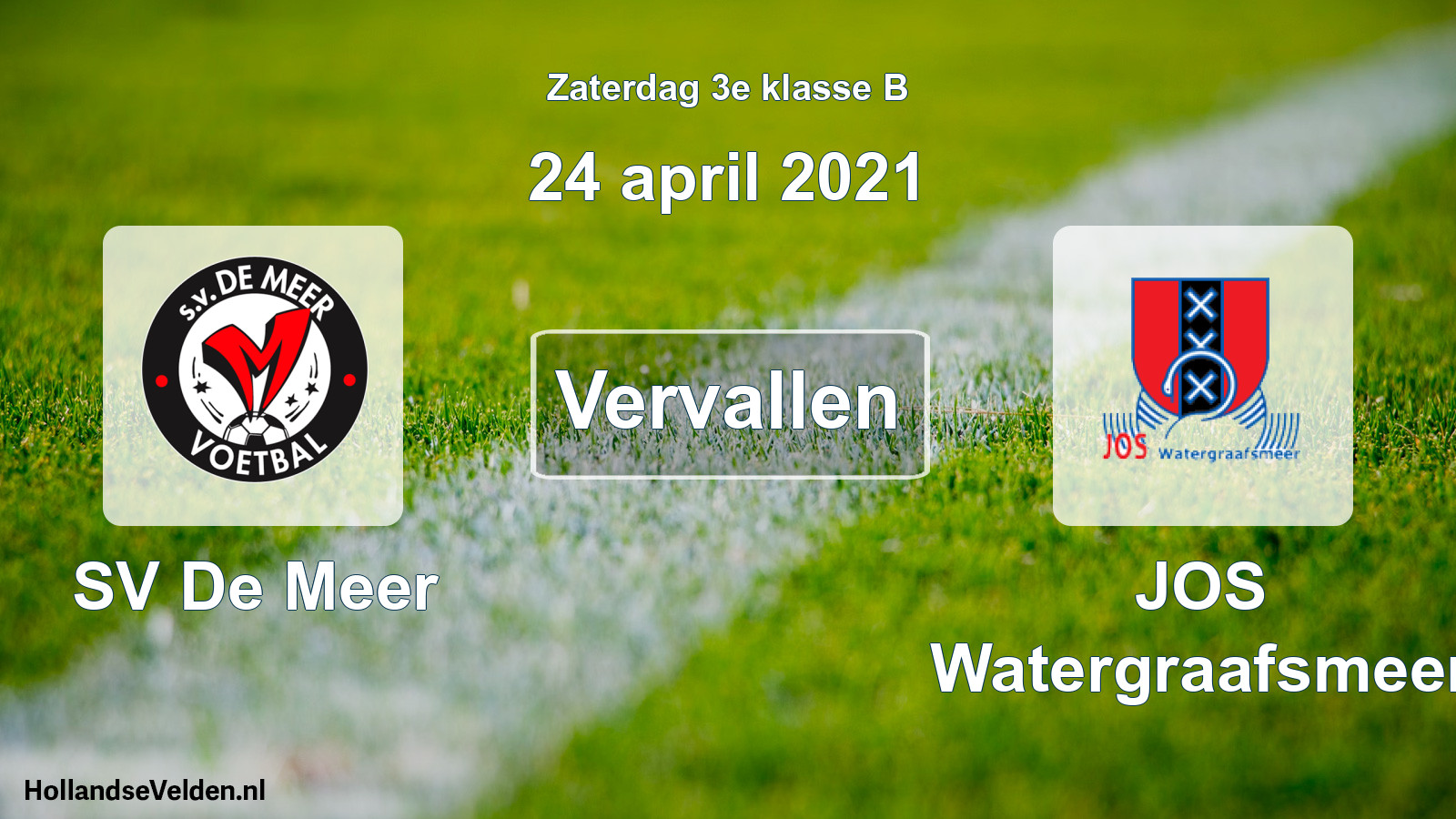 Scheduled Match: SV De Meer - JOS Watergraafsmeer (24 April 2021)