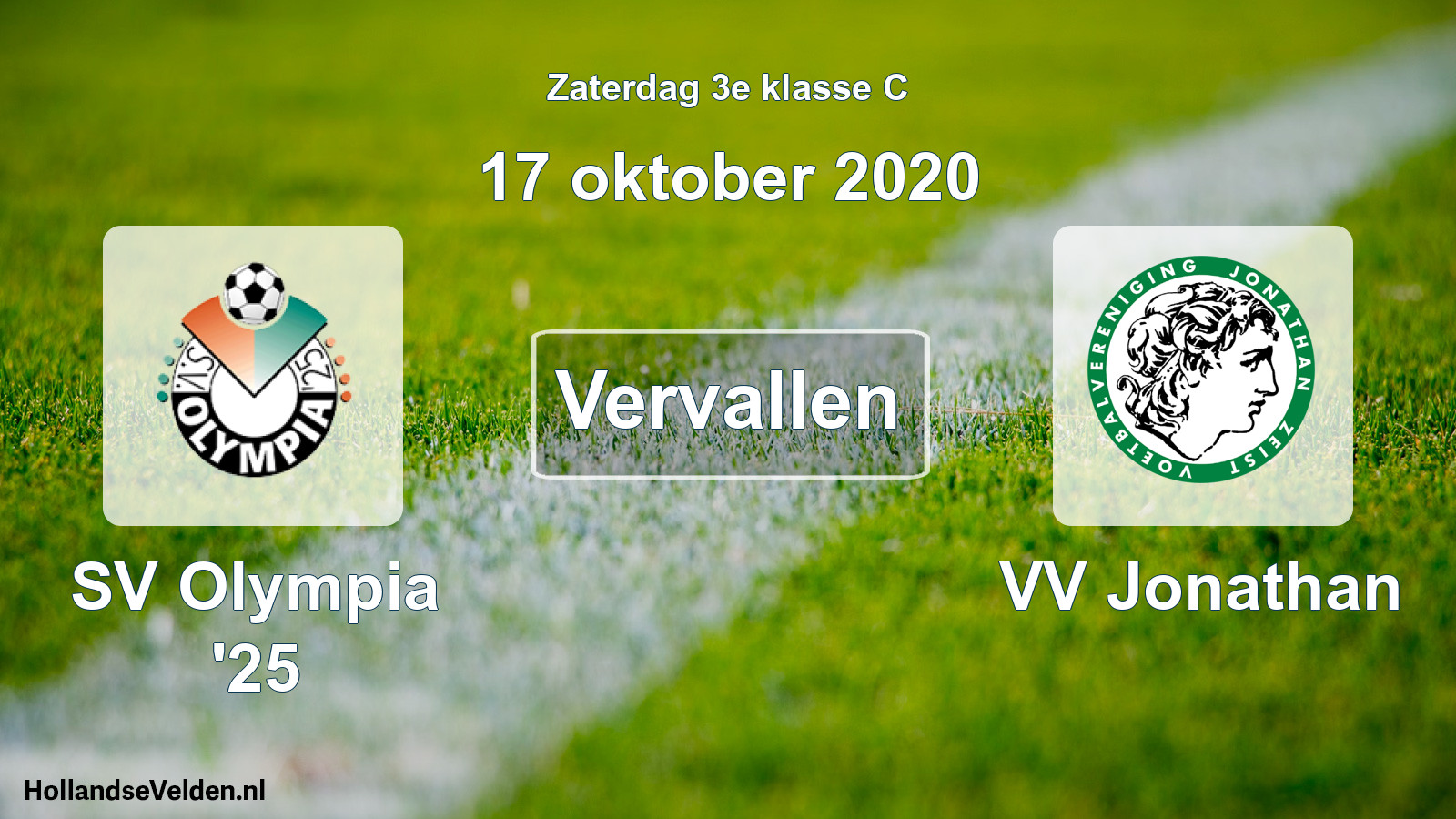 Scheduled Match: SV Olympia '25 - VV Jonathan (17 October 2020)