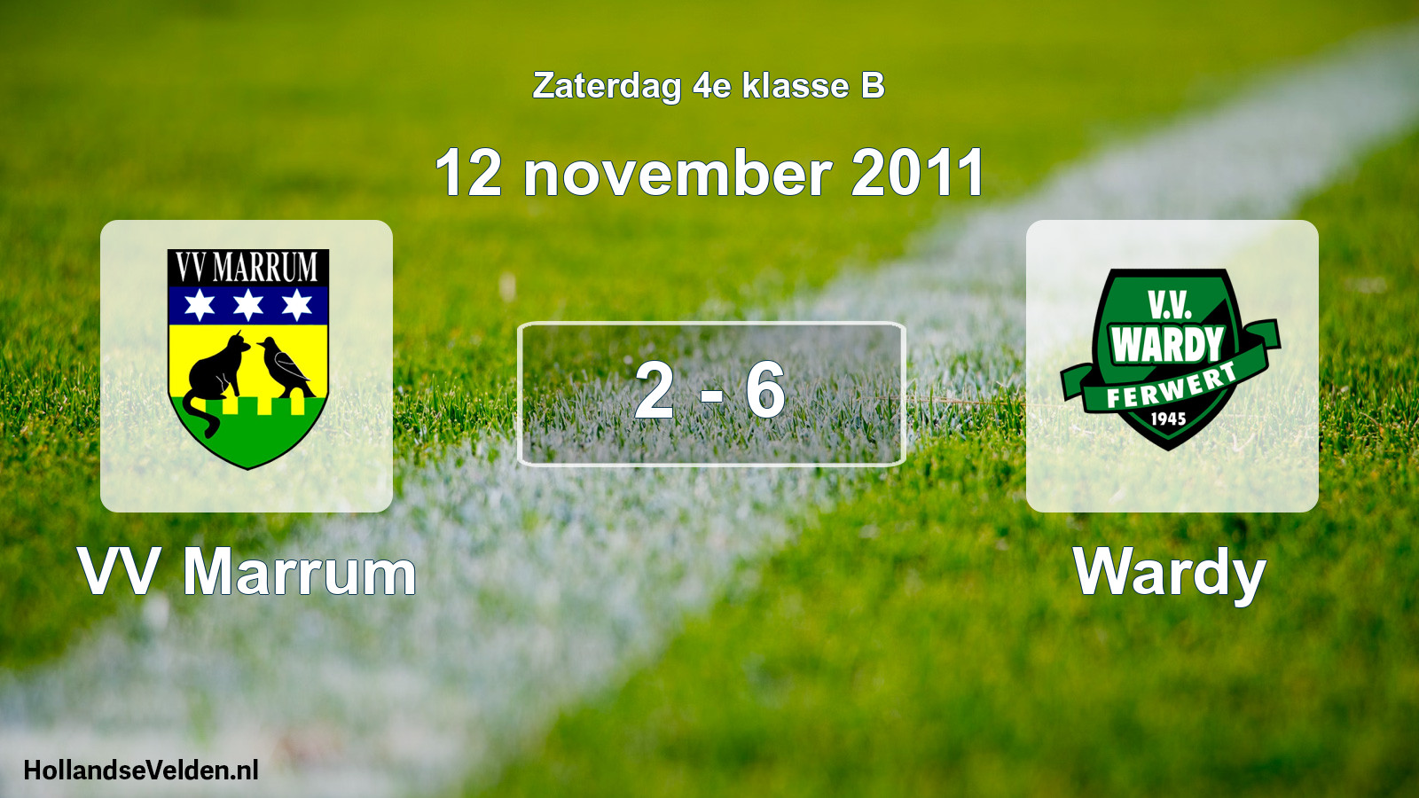 Total number of matches played: VV Marrum - Wardy 2 - 6 (12 November 2011)