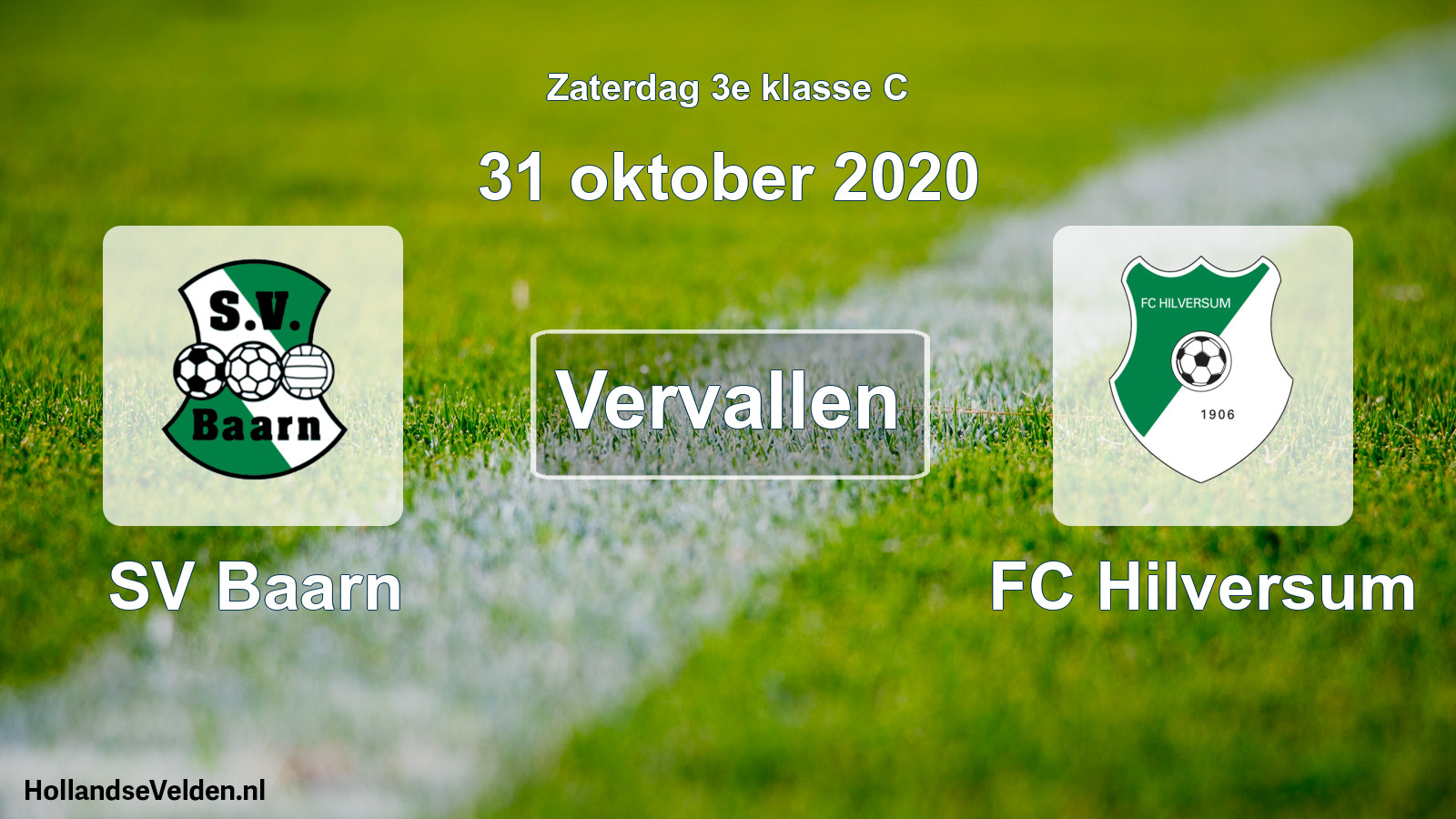 Scheduled Match: SV Baarn - FC Hilversum (31 October 2020)